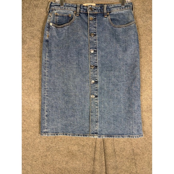 Everlane Dresses & Skirts - Everlane The Denim Pencil Skirt Blue Button Front Stretch Size 29 Womens